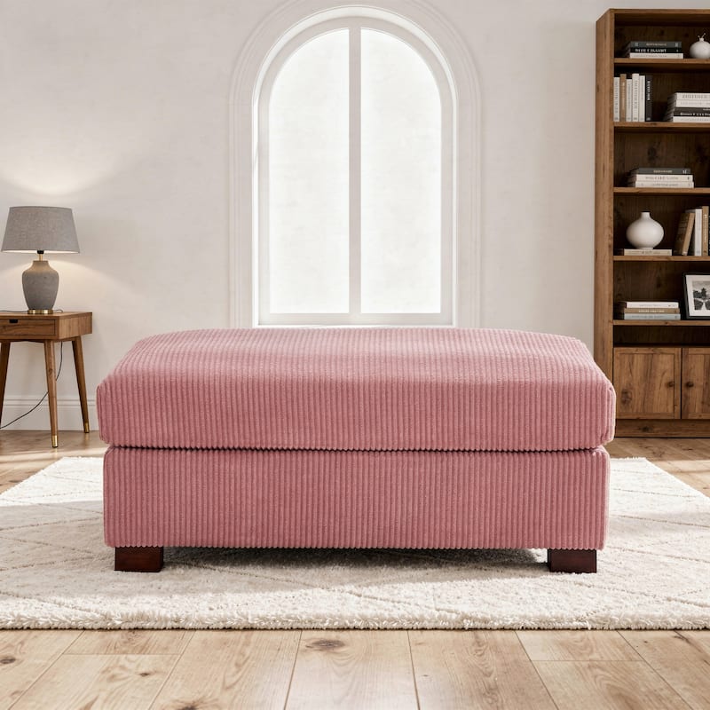 Modern Rectangle Oversized Stripe Corduroy Ottoman