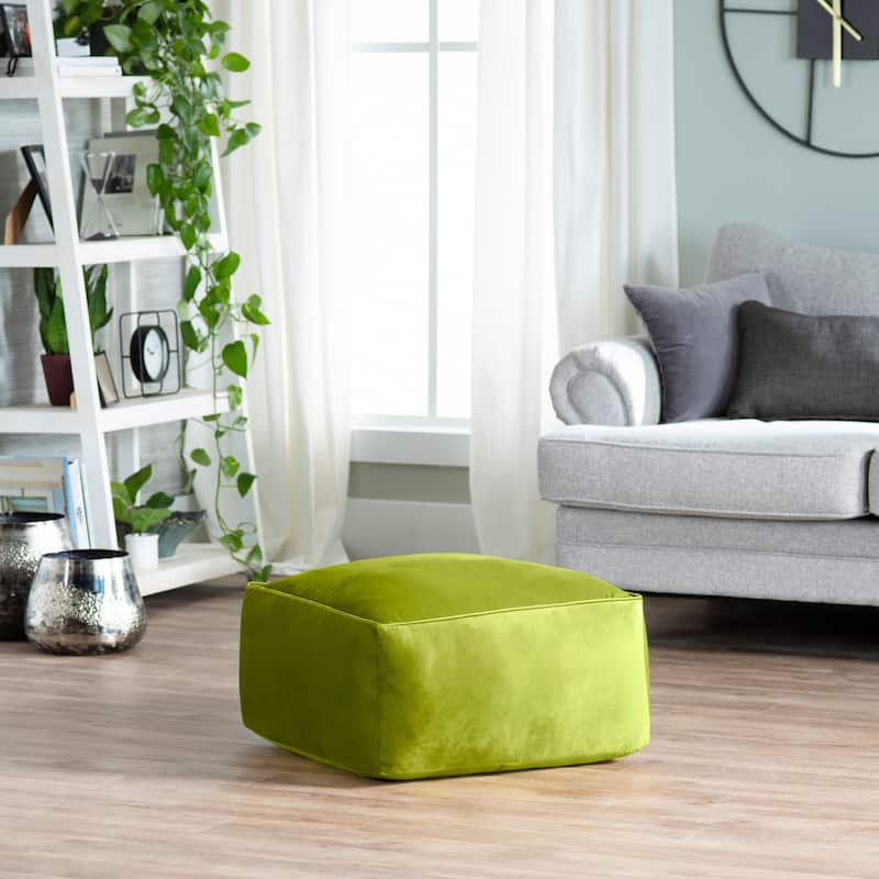 Cerra Chartreuse Velvet Square Ottoman 23.6" x 23.6" x 11.81"