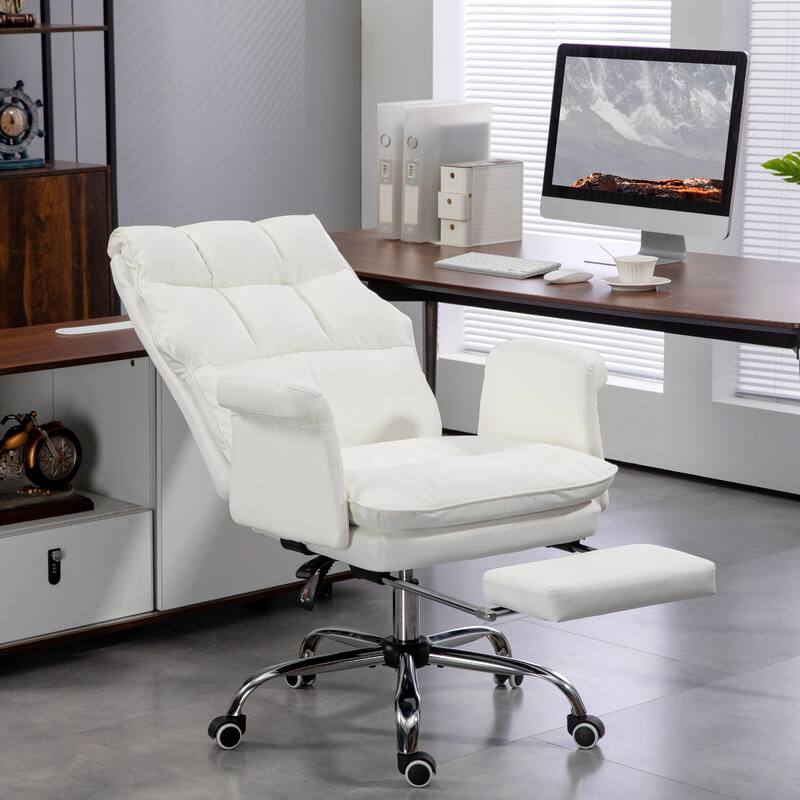 PU Leather Executive Office Chair with Footrest, Ergonomic High Back Computer Chair, Swivel Office Chair with Adjustable Height