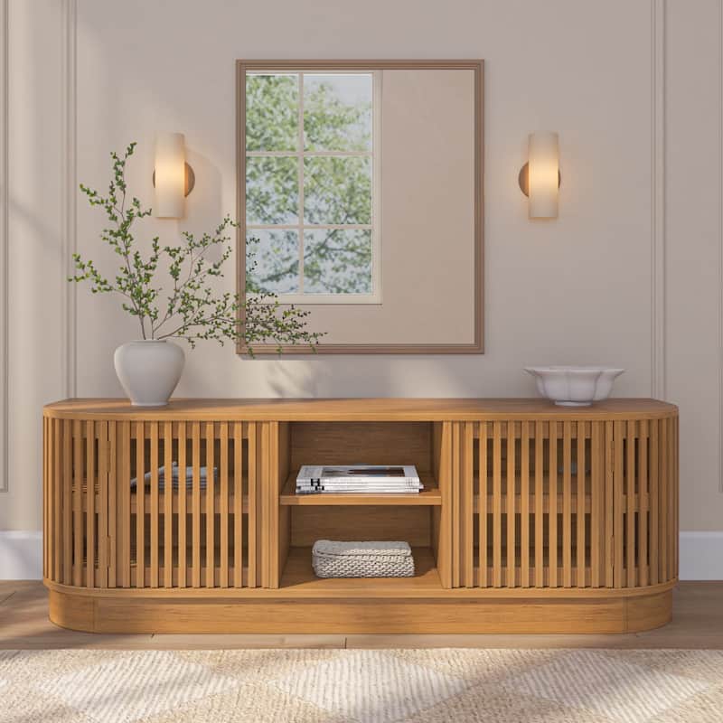 Plank and Beam Contour Curved Mid-Century Modern Sideboard/TV Stand