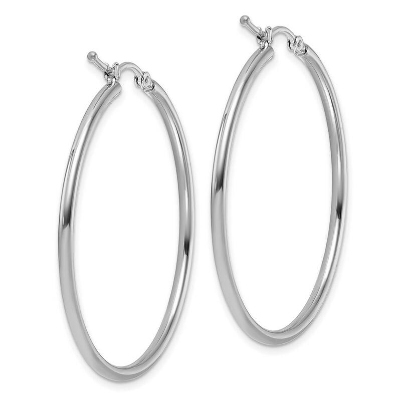 Curata 10k White Gold Polished Hinged 40x2mm Round Hoop Earrings