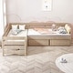 preview thumbnail 3 of 25, Twin Size L-shaped Platform Bed with Storage Drawers, Wooden Bed Frame