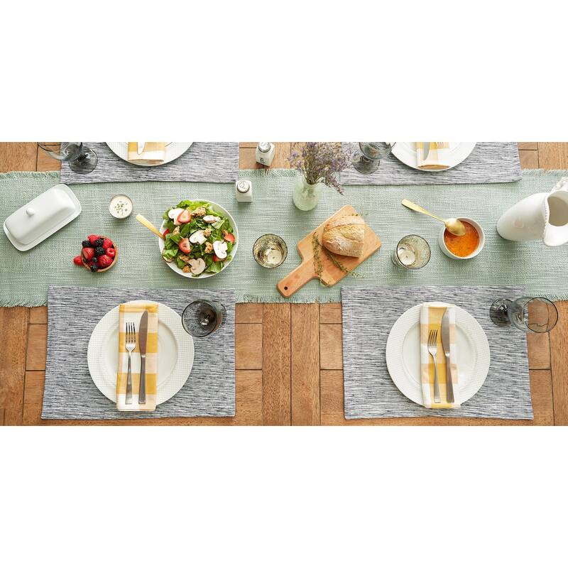 Light Grey And Off-White Tonal Recycled Cotton Slubby Rib Placemat (Set of 6) 13x19