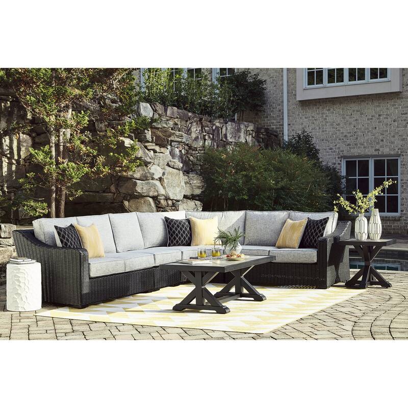 Beachcroft Outdoor Square End Table with Porcelain Top - 22.25" W x 22.25" D x 22.25" H