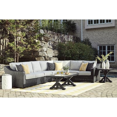Signature Design by Ashley Beachcroft Black/Gray 4-Piece Outdoor Sectional - 180" W x 145" D x 35" H