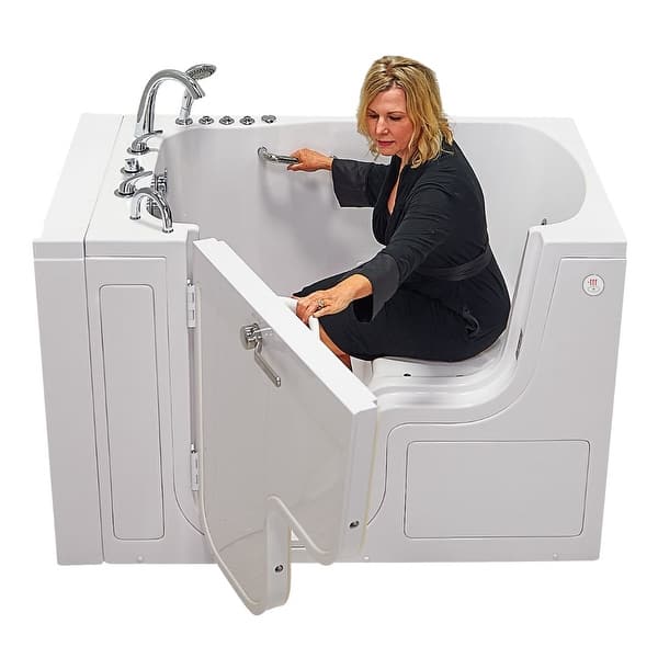 Royal 52 in. Acrylic Walk-In Whirlpool Bathtub in White with Left Door, 2-Piece Fast Fill Faucet and 2 in. Dual Drain Royal 52 in. Acrylic Walk-In Whirlpool Bathtub in White with Left Door, 2-Piece Fast Fill Faucet and 2 in. Dual Drain