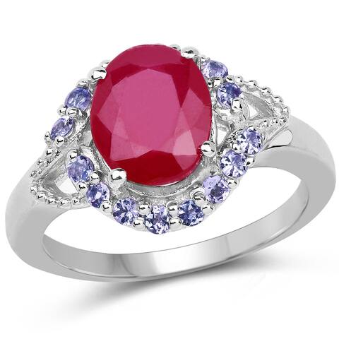 Malaika Sterling Silver 4ct TGW Ruby and Tanzanite Ring