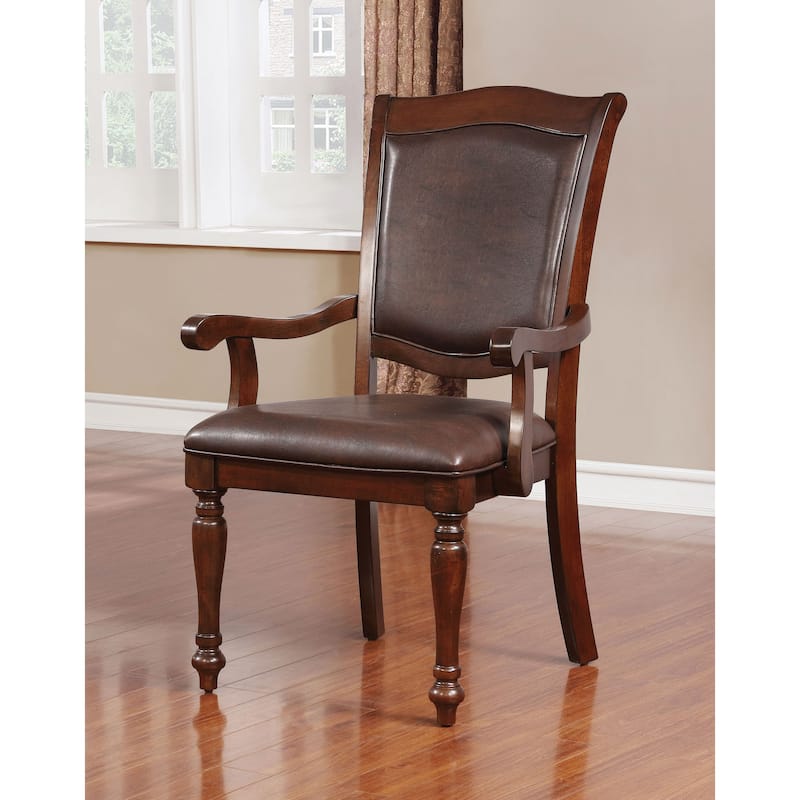 Roke Traditional Faux Leather Dining Arm Chairs (Set of 2) by Furniture of America