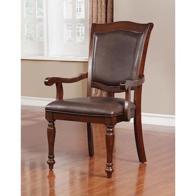 Roke Traditional Faux Leather Dining Arm Chairs (Set of 2) by Furniture of America