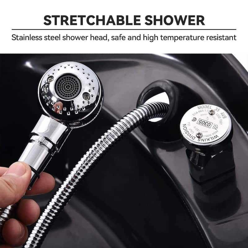 Shampoo Barber Backwash Chair, ABS Plastic Shampoo Bowl Sink Chair for Spa Beauty Salon - Black