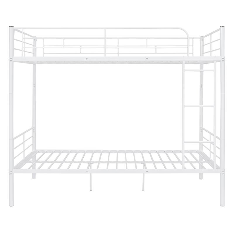 Full Over Full Metal Bunk Bed with Chrome Finish - Sturdy Iron Frame, Space-Saving Design for Kids & Teens