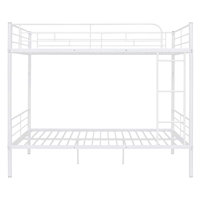 Full-over-full Low Profile Metal Bunk Bed with Ladder