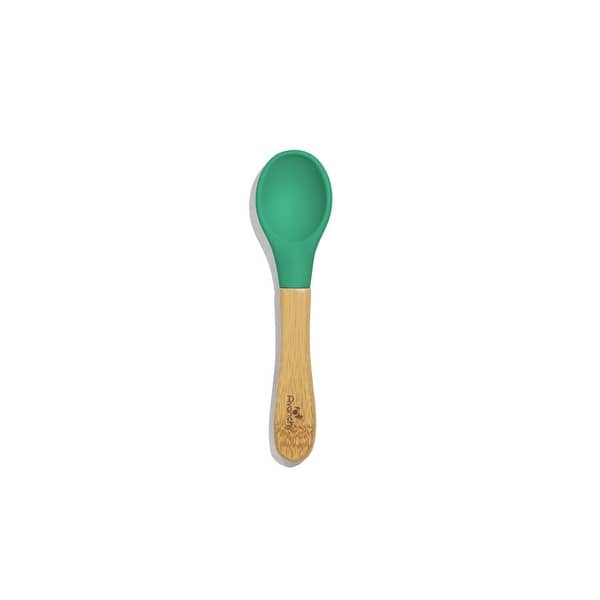 slide 2 of 13, Baby Spoon Regular Scoop Bamboo & Silicone 2 Pack Green