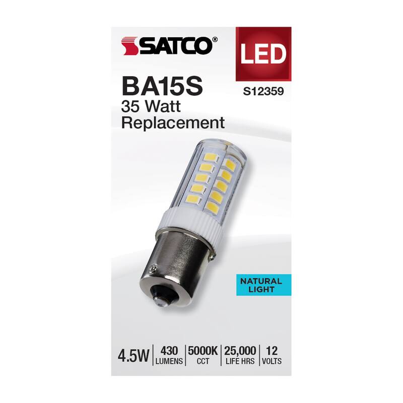 4.5 Watt T6 LED Clear Finish BA15s Base 5000K 12V