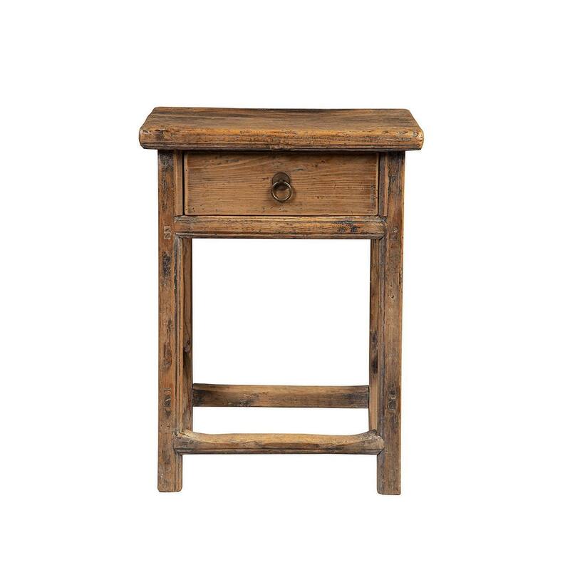 Sampson Reclaimed Pine Side Table, Antique