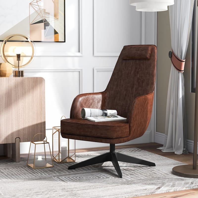 Kava Transitional Brown Faux Leather Accent Chair by Furniture of America
