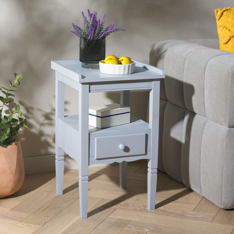 SAFAVIEH Home Araminta One Drawer Accent Table - 16"W x 16"D x 26"H - Winter Sky
