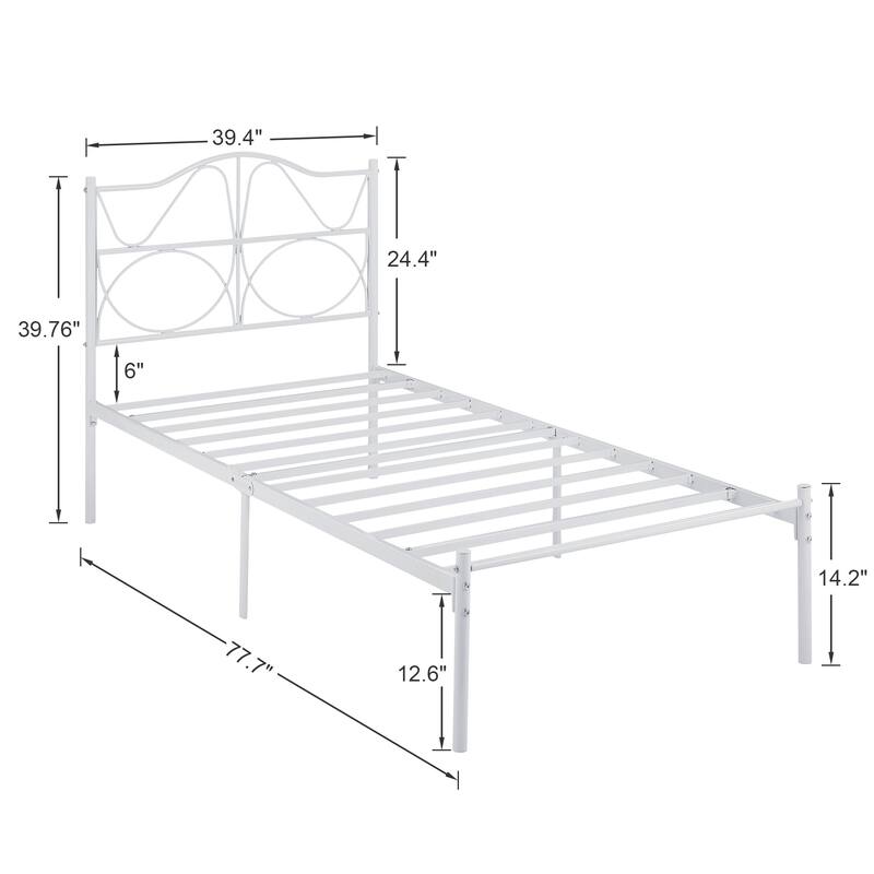 VECELO Metal Platform Bed Frame with Curved Headboard and Under-Bed Storage-No Box Spring Needed, Twin/Full/Queen Size