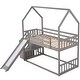 preview thumbnail 13 of 13, Modern Design Twin over Twin Bunk Bed with Convertible Slide and Storage Staircase,Wood House Bed with Roof