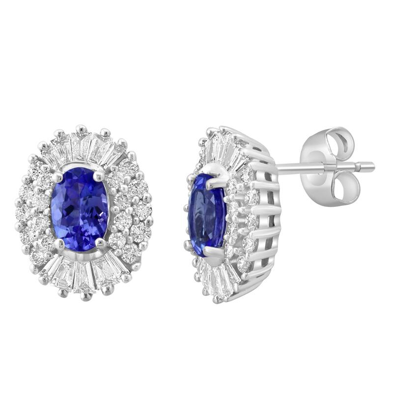 EFFY 14K Gold Diamond Tanzanite Oval Earrings