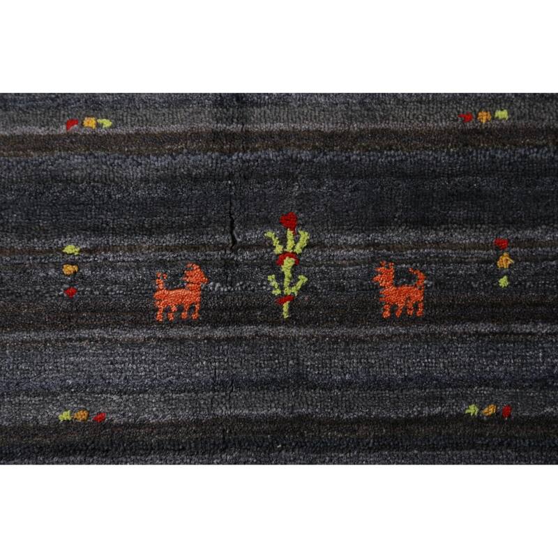 Hand Knotted Oriental 100% Wool Carpet Tribal Tribal Greys & Charcoal Gabbeh Area Rug - 8' 2'' X 8' 3''