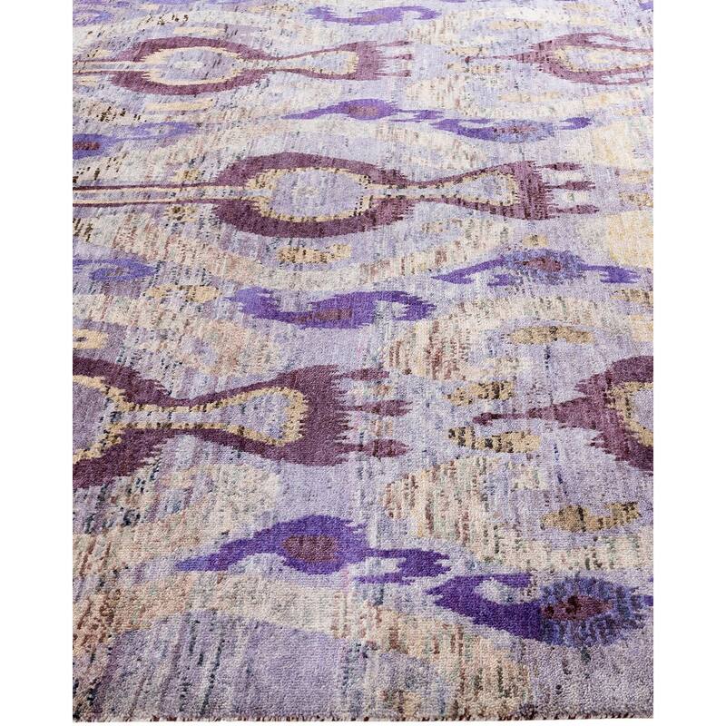 Ikat One-of-a-Kind Handmade Area Rug, Purple - 9' 0" x 12' 3"