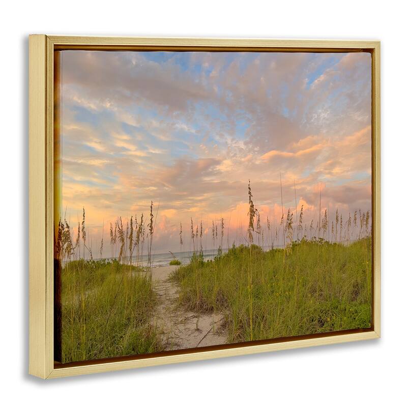 Stupell Serene Coastal Path Grasses Framed Floater Canvas Wall Art Design By Mary Lou Johnson