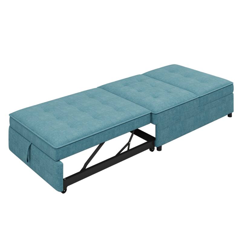 72.5" Linen 4-in-1 3-Seater Sleeper Sofa with 5-Level Adjustable Backrest And Storage Pocket