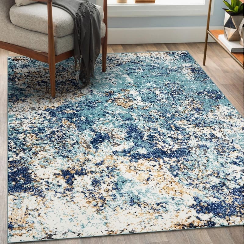 Luxe Weavers Abstract Area Rug Modern Design - 2' x 3' - Blue