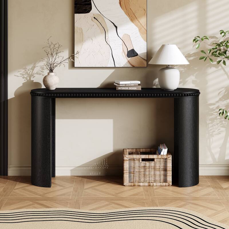 Mirod Vintage Console Table with Beaded Trim and Reversible Curved Legs