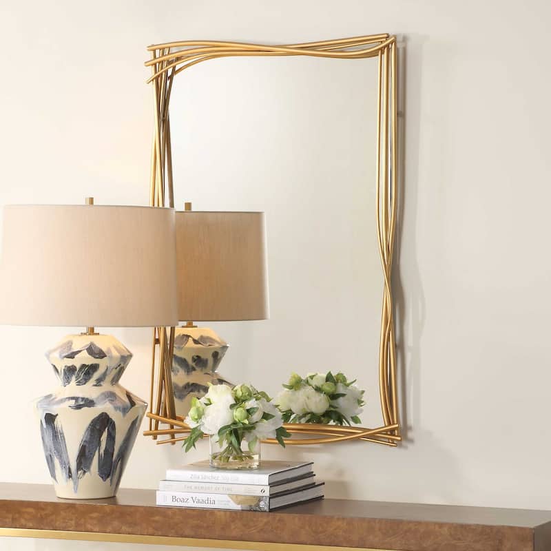 Uttermost Curved Branches Gold Mirror - 26.5"W x 2.375"D x 39"H