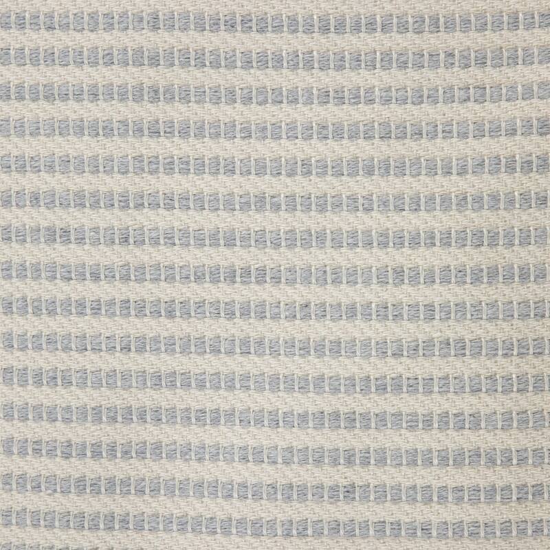 18" Double-Sided Striped and Solid White Square Woven Throw Pillow with Tassels