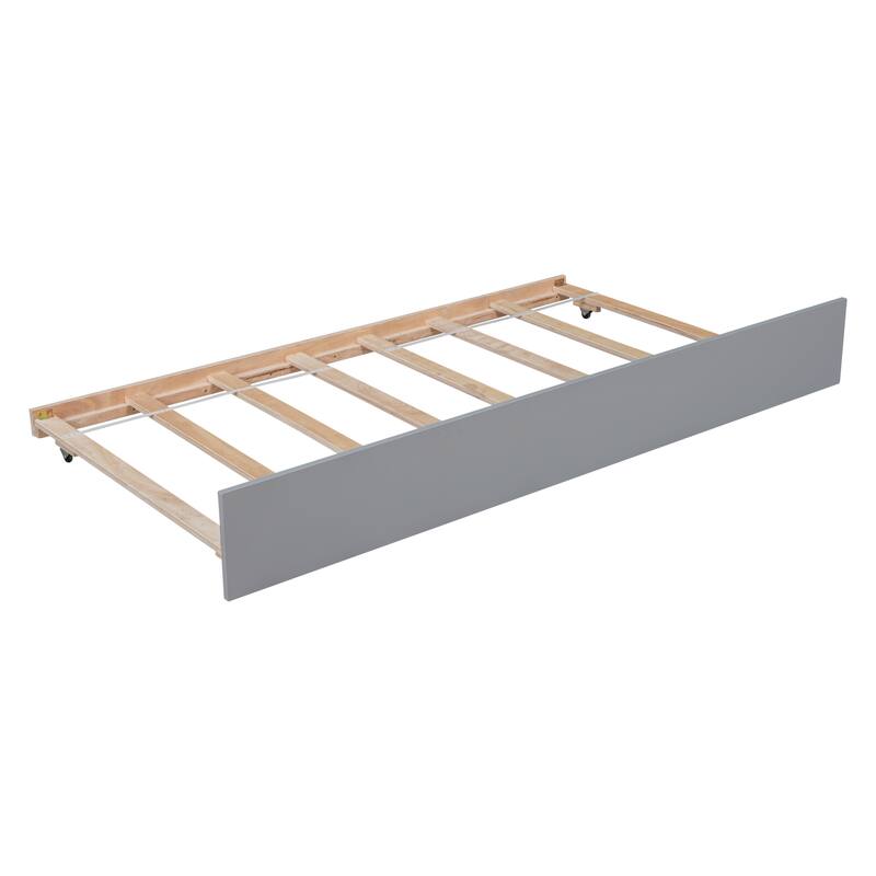 Twin Platform Bed with Trundle and Footboard for Bedroom