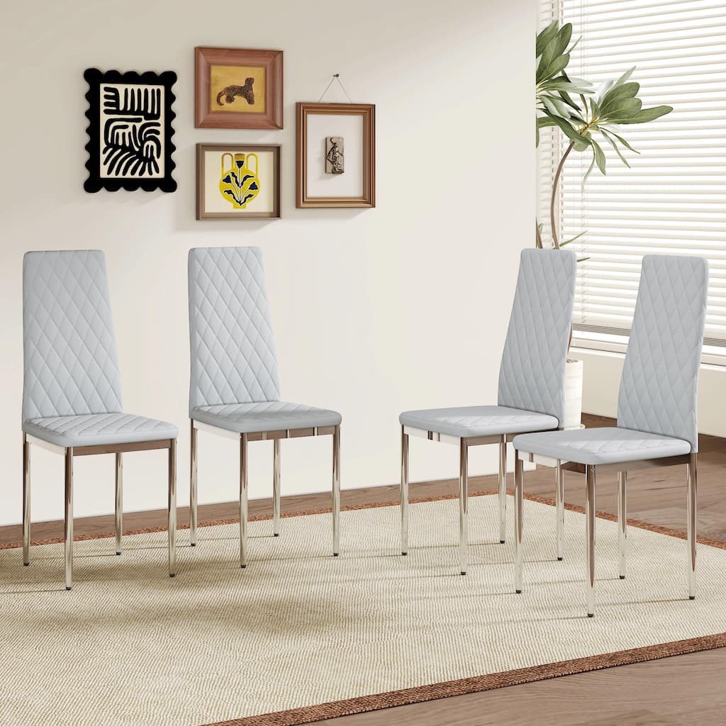 Modern Style Dining Chairs Set of 4, Essential for Minimalist Homes. Meeting Family Dining Needs, PU Material Seat