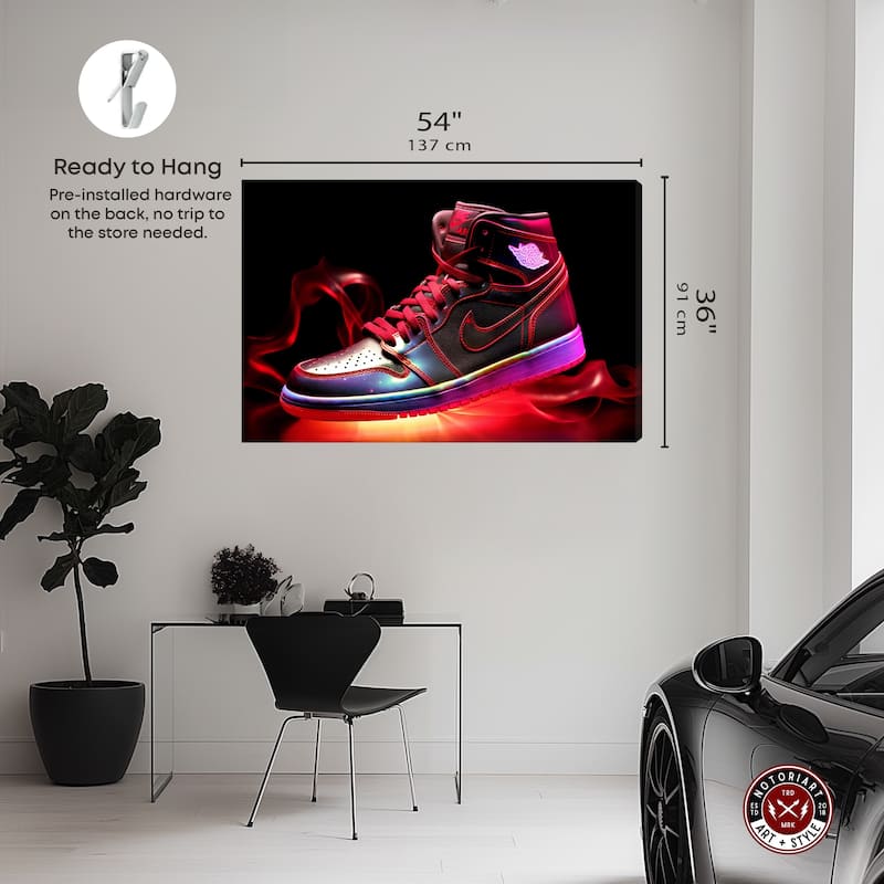 Notoriart Flaming Hot Sneaker Ii Gallery Wrapped Sneaker 1 Piece Canvas Wall Art