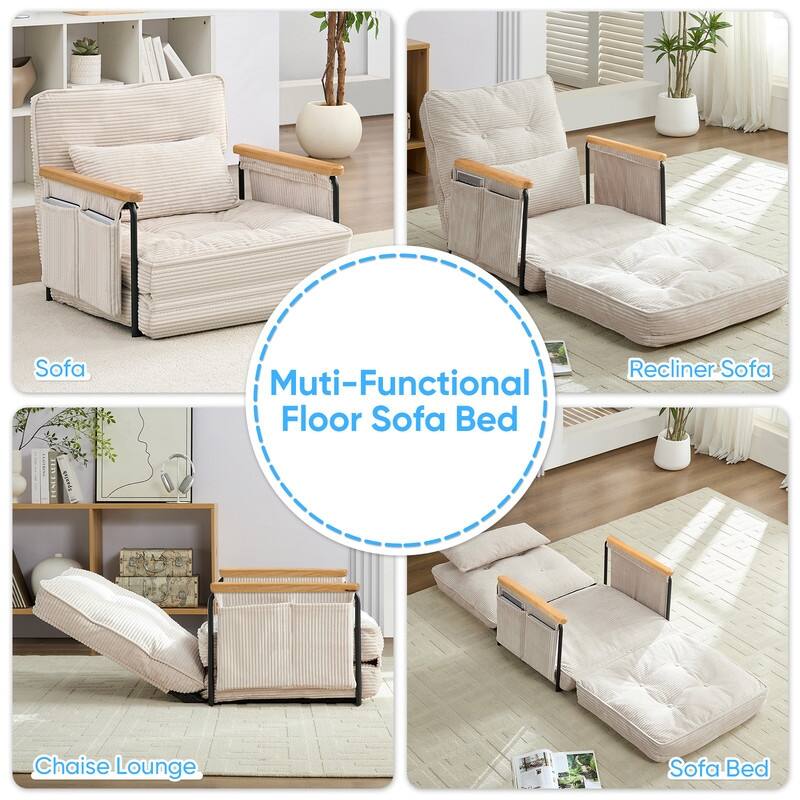 Mixoy Muti-Functional Folding Floor Sofa Bed,3-Seater,2-Seater,1-Seater Lazy Futon Sofa with 6 Position Adjustable Backrest