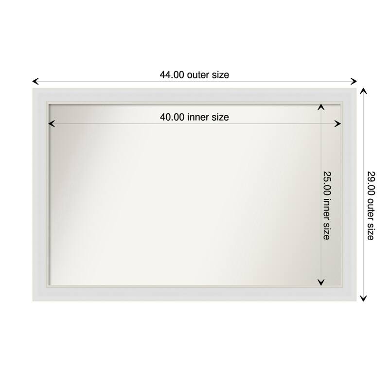 Flair Soft White Narrow Framed Non-Beveled Custom Wall Mirror, Bathroom Vanity Mirror - Outer Size: 44 x 29