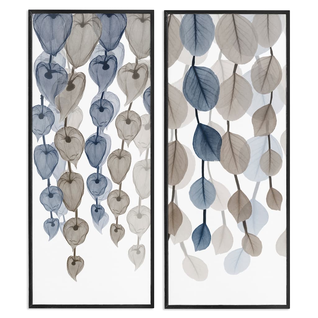 Stupell Neutral Opaque Cascading Leaves Framed Giclee Art Design by Albert Koetsier (Set of 2)