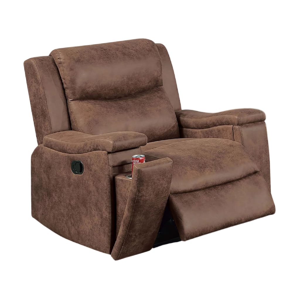 Verra Manual Recliner Lounge Chair, Walnut Tufted Faux Leather