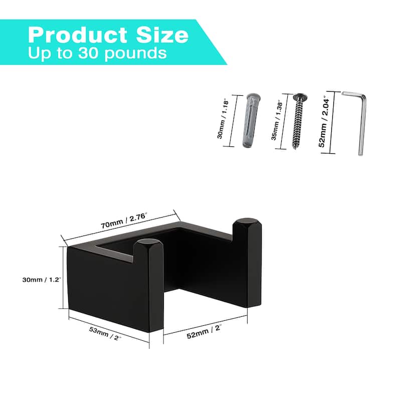 Wall Mounted Double Towel Hooks in Stainless Steel(set of 2)