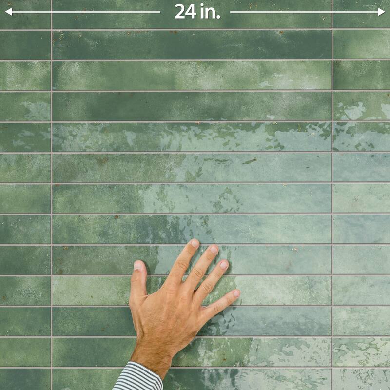 Merola Tile Scottsdale Green 1-7/8" x 17-3/4" Porcelain Floor and Wall Tile