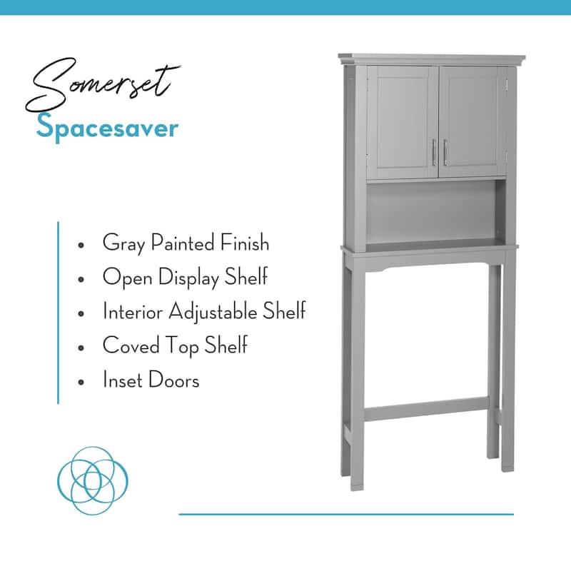 RiverRidge Somerset Over the Toilet Bathroom Spacesaver Wall Medicine Storage Cabinet with Adjustable Shelf - Gray