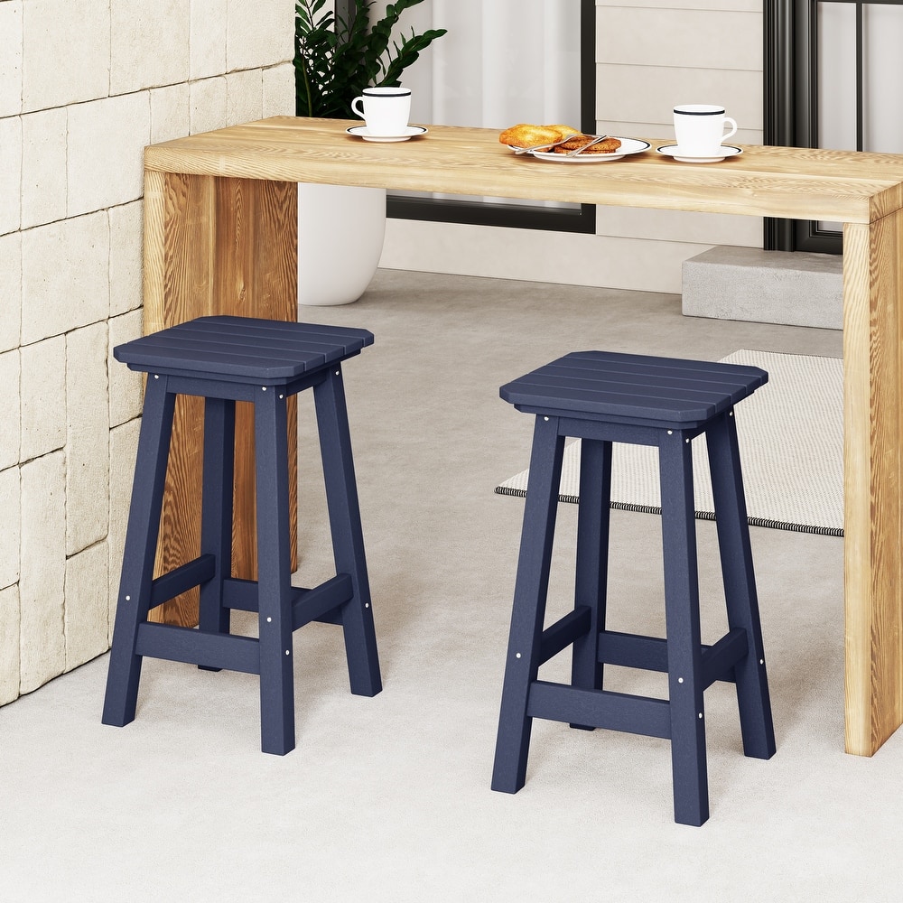 Laguna Hdpe All Weather Outdoor Patio 24" Square Counter Stool (Set Of 2)