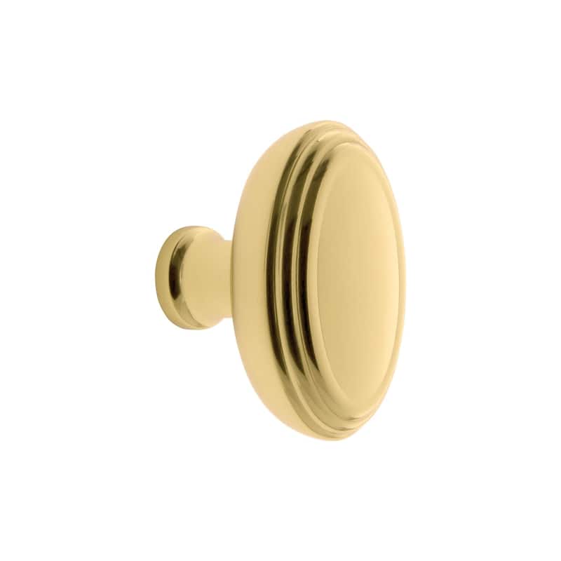 Grandeur ANNE-BRASS-KNOB Anneau 1-3/4" Solid Metal Classic Flat Oval - Polished Brass