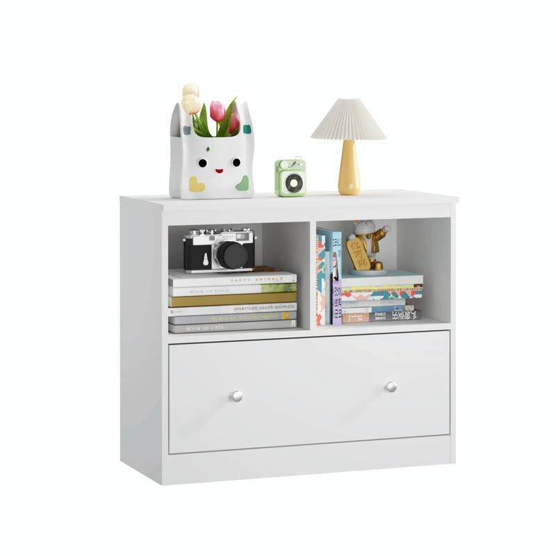 Kids Toy Storage Organizer with Large Drawer - Low Bookshelf for Children