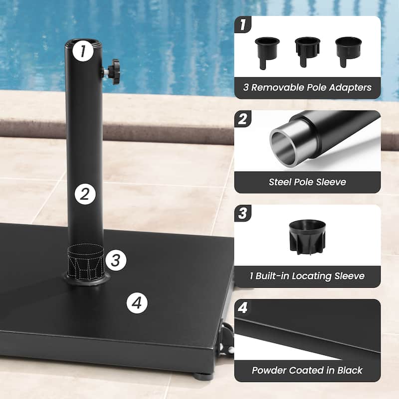 Patio Outdoor Market Umbrella Holder Base 40/55 Pound Square Stand for Pole Umbrella