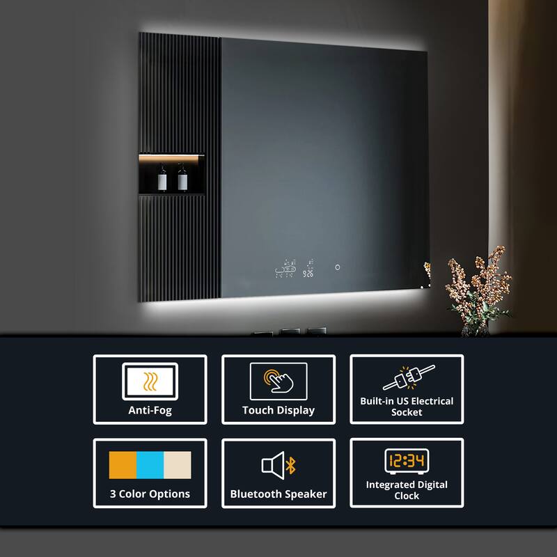 Savera 30 in. Surface-Mount LED Mirror Medicine Cabinet with Defogger