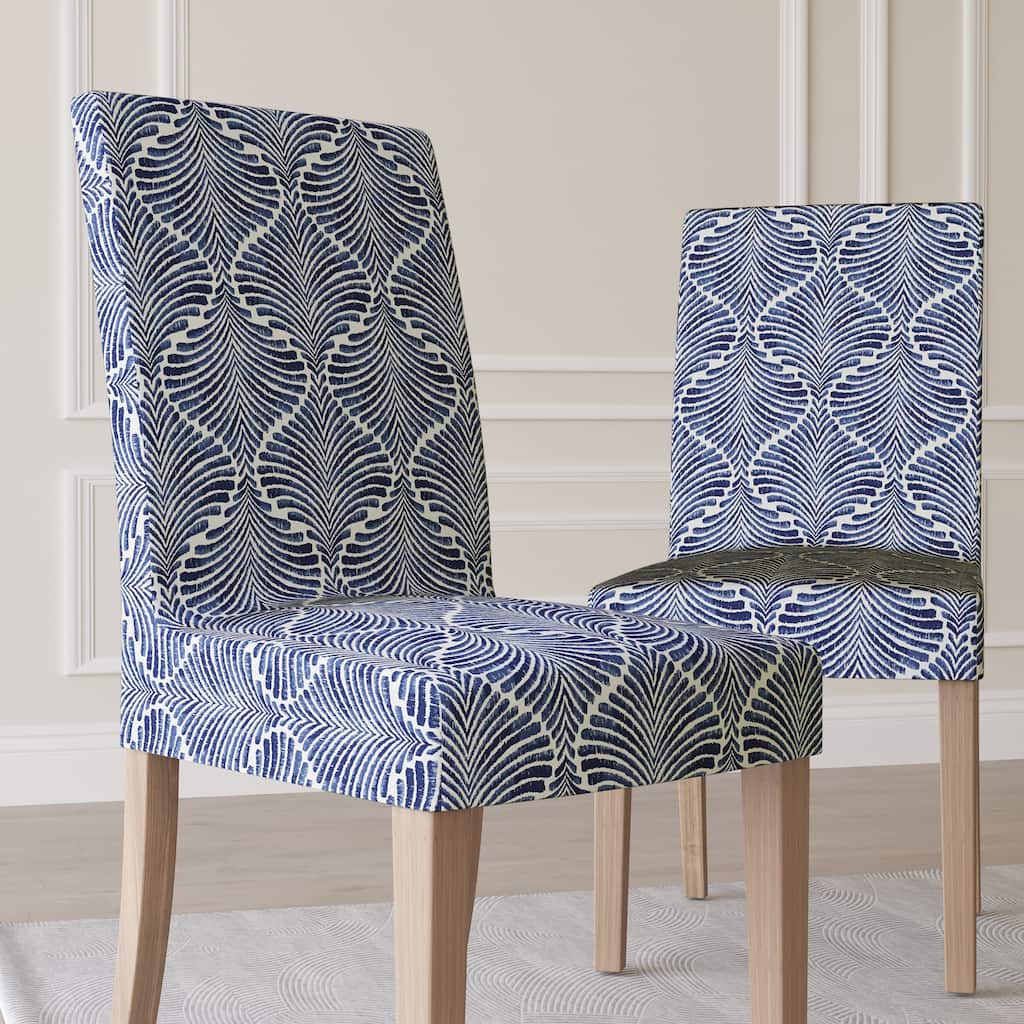 No. 918 Selene 2-pack Ogee Print Stretch Fit Elastic Dining Chair Cover Pair - 28" x 39"