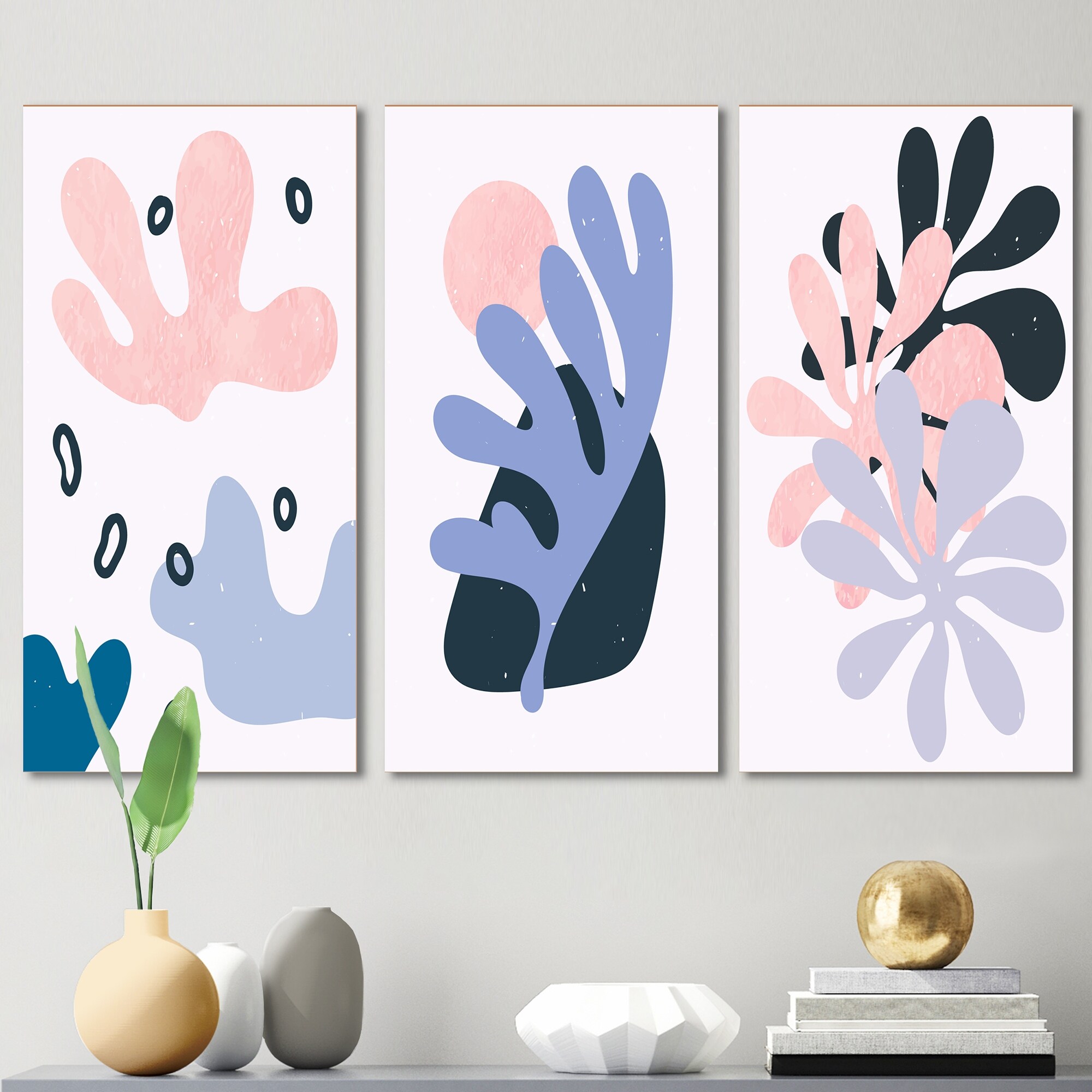 Designart Primitive Abstract Retro Shapes VII - Mid-Century Modern Wall Art Print - Vibrant Geometric Patterns for Contemporary Home Decor-image