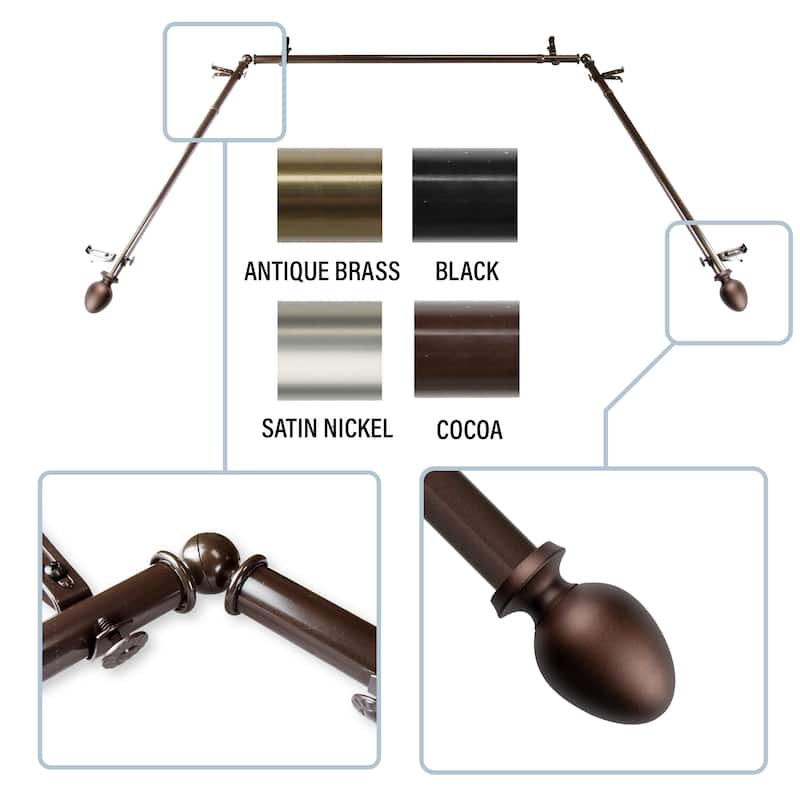 InStyleDesign Ivo 13/16" Bay curtain rod 20"-36", 38"-72" - Cocoa